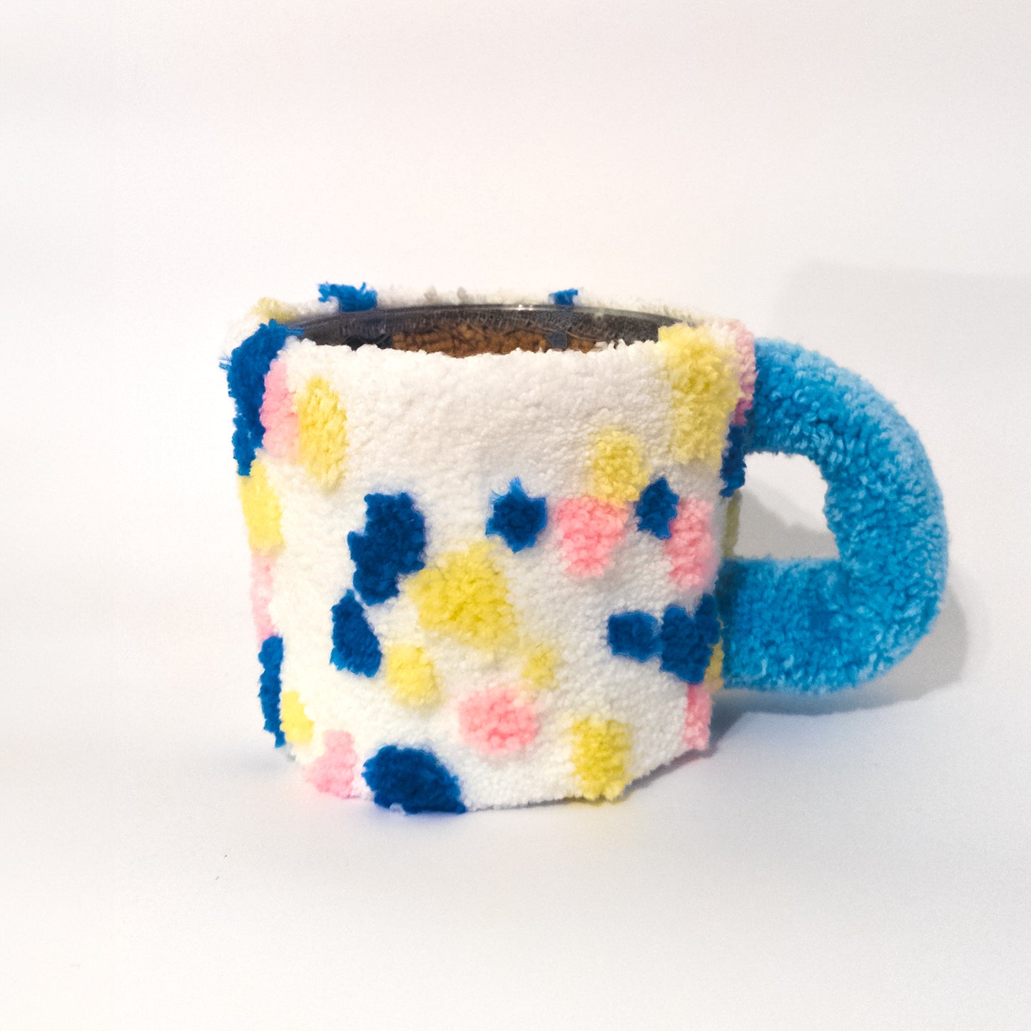 Pot de plantes touffeté - Terrazzo bleu et rose